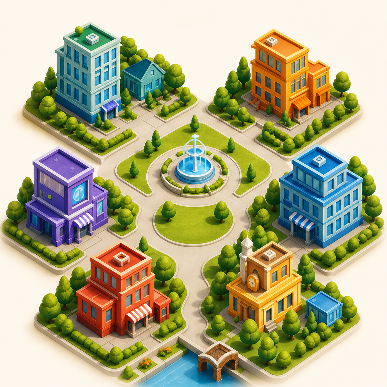 A colorful Perza Empire city with six districts
